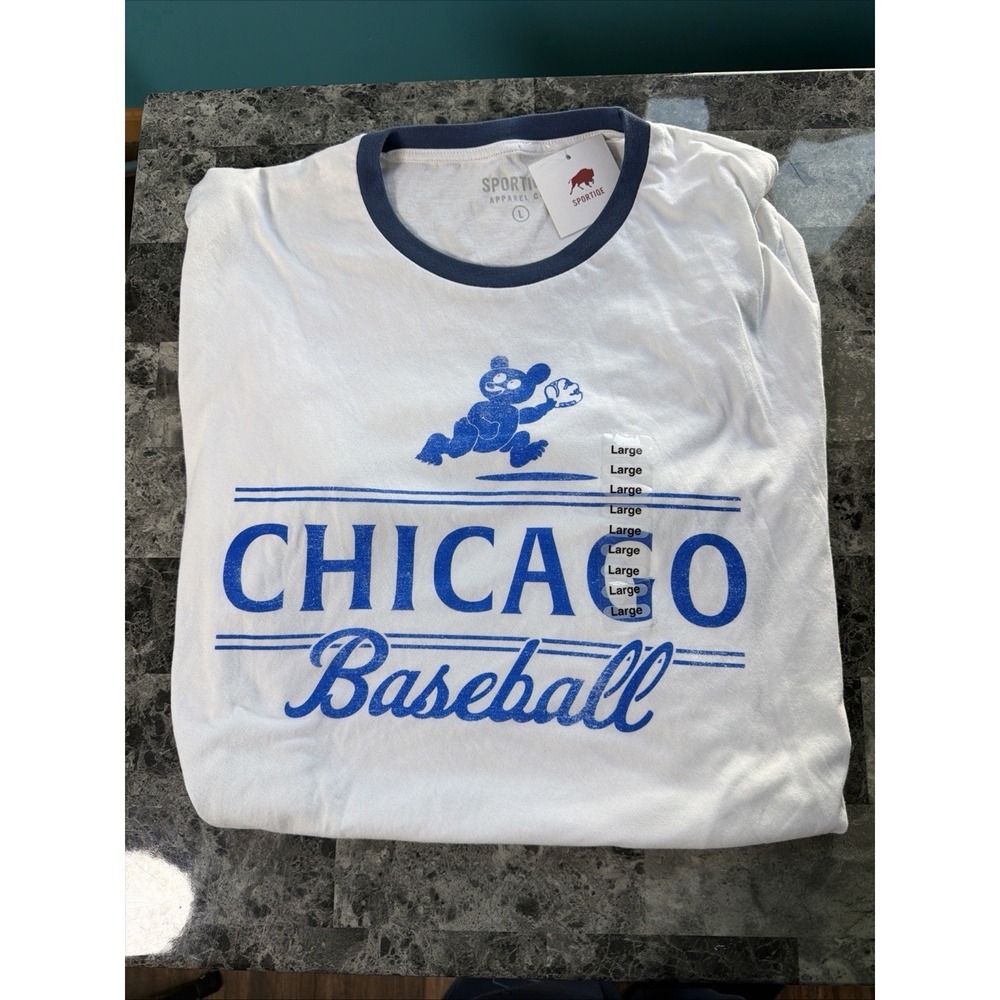 Sportiqe Woman's  Chicago Cubs Graphic Baseball Sports‎ T Shirt Large White